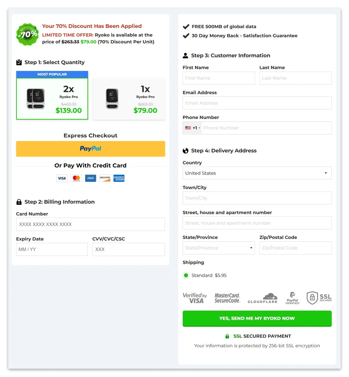 Ryoko Pro Secure Checkout Page